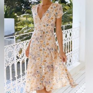 Hello Molly Home With You Midi Dress Beige - L